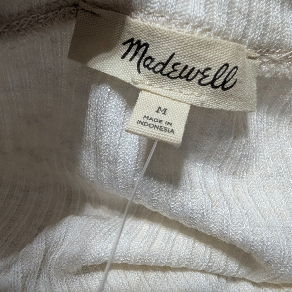 Madewell Ribbed Crewneck Long-Sleeve Tee M Heather Cream | Quiet Luxury NWT M - Picture 10 of 10